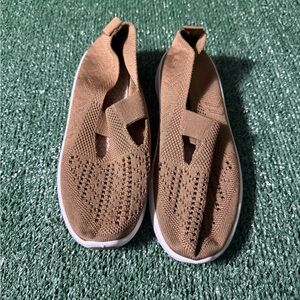 Kids Tan Slip-On Sneakers